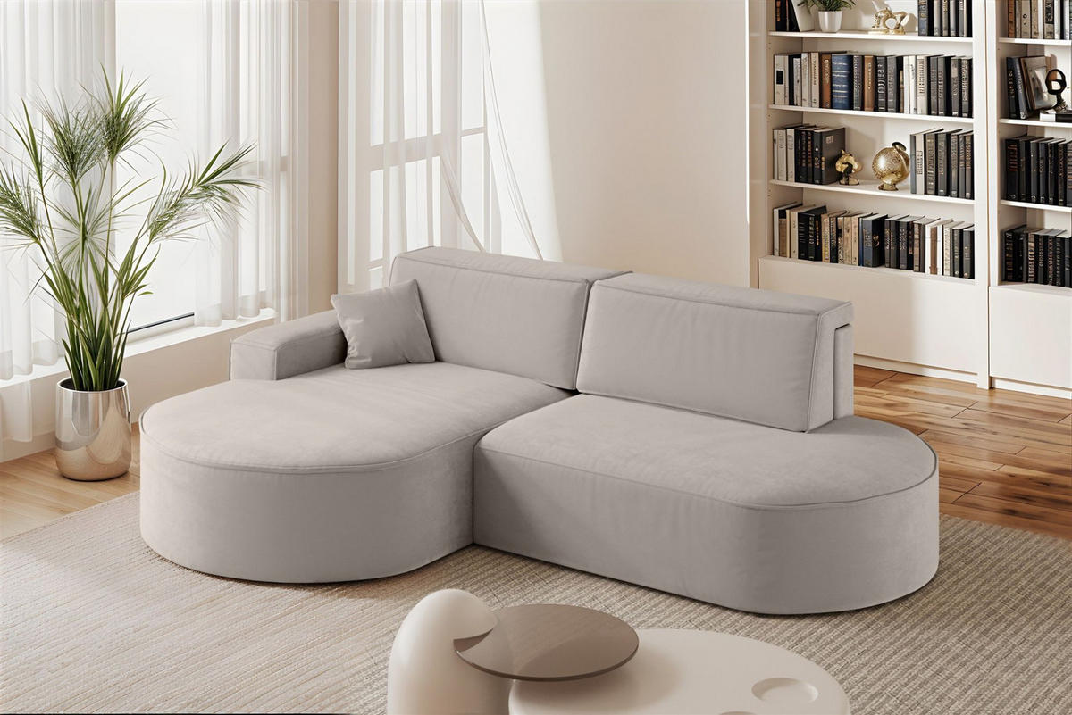 ECKSOFA Venedig Mit Schlaffunktion - Hellgrau, Holzwerkstoff/Textil (278/179cm) - Fun Möbel