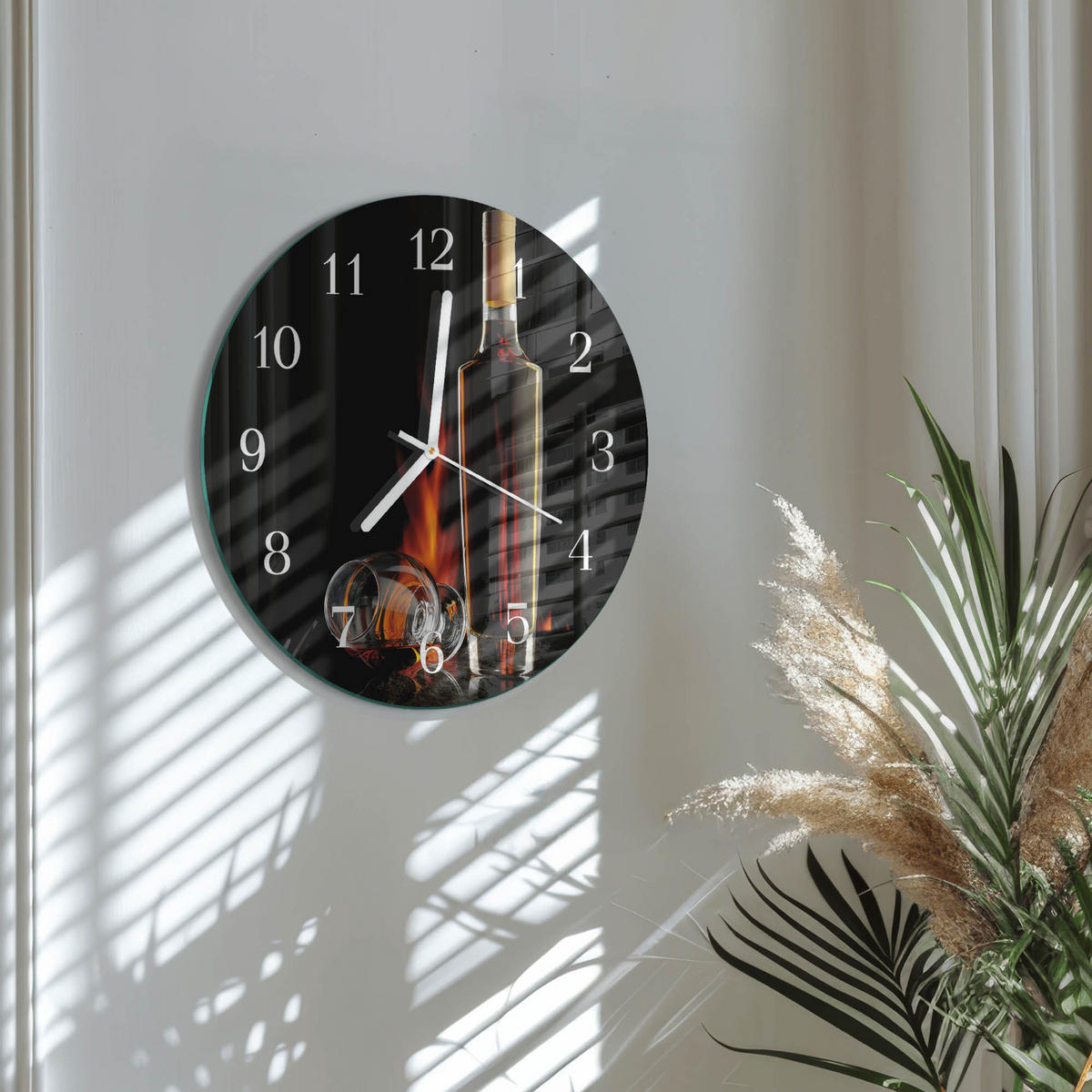 WANDUHR fi30 cm - Alkohol - Schwarz, Glas (30/30/0.4cm) - TULUP