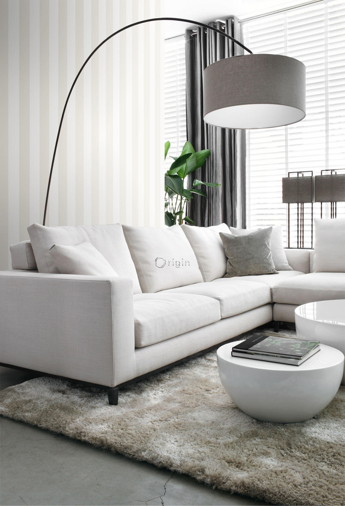 TAPETE Streifen 53 cm x 10.05 m - Weiß, Papier (53/1000cm) - Origin Wallcoverings