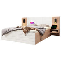 POLSTERBETT aus Massivholz und MDF 140x200 cm in Weiß mit Leselicht & Matratze - Weiß, Holzwerkstoff (140/200cm) - Modfu