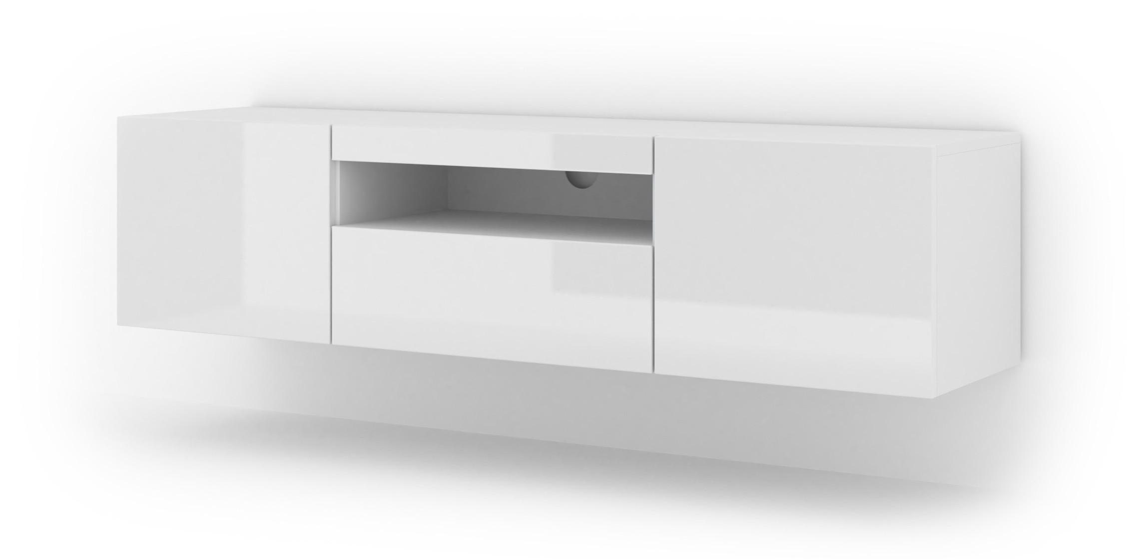 TV LOWBOARD Weiß Hochglanz 150/42/37 - Weiß Hochglanz, Holzwerkstoff (150/42/37cm) - RAUMHIRSCH FURNITURE