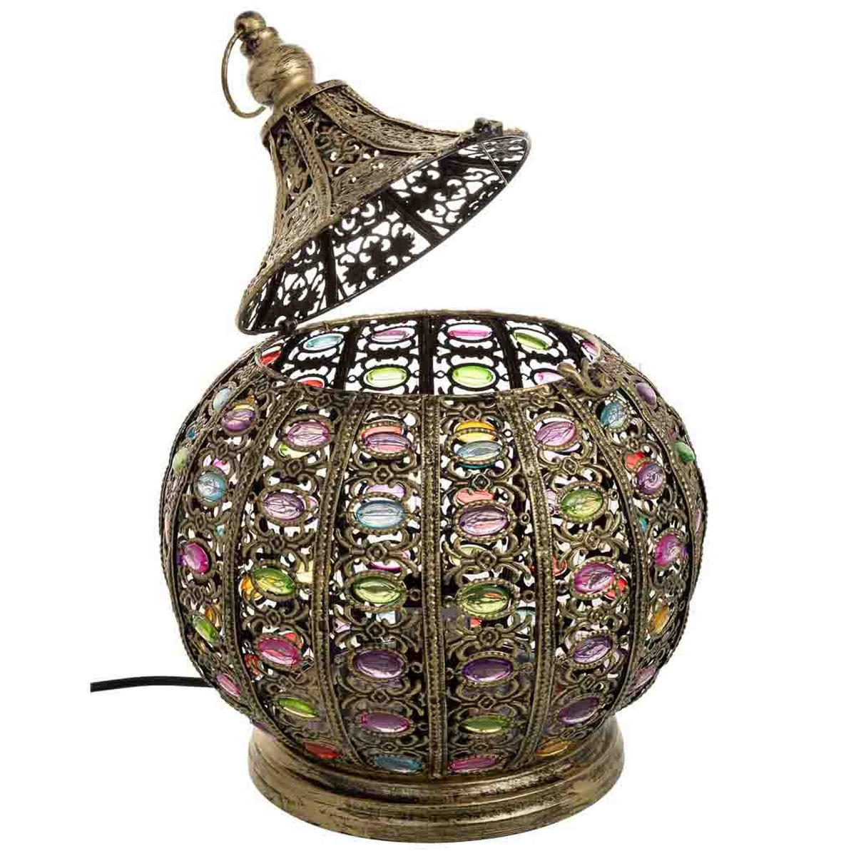 LAMPE aus Metall und Glas, 27x33cm - Multicolor, Metall (27/27/33cm) - Wanderlust