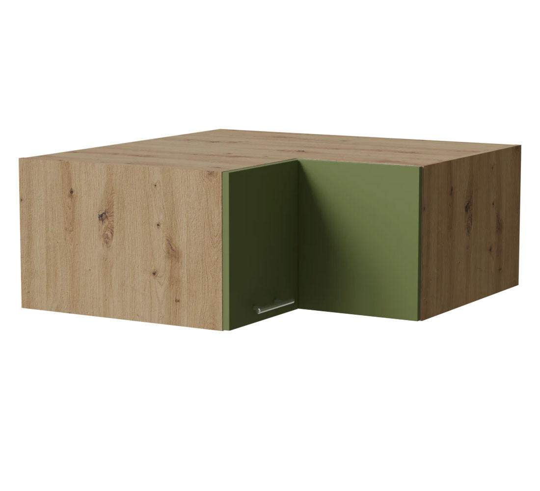 ECKAUFSATZSCHRANK Brerra W14/90/36 Eiche Artisan / RAL 6025 farngrün Matt 90 / 90 / 36cm - Eiche Artisan/Grün, Holz/Holzwerkstoff (90/36/90cm) - Feldmann-Wohnen