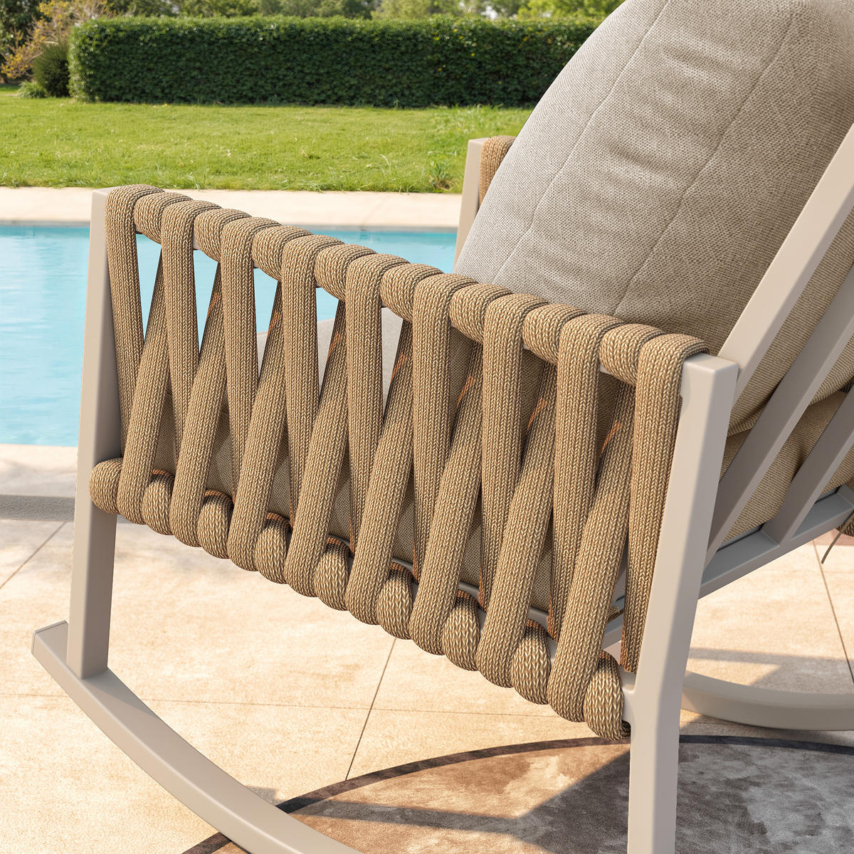 SCHAUKELSTUHL Outdoor 1 Set Metall Kissen 120kg wetterfest - Beige, Metall (79/78/65cm) - FLIEKS