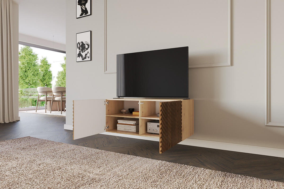 LOWBOARD ZENO-W 100x40x41 cm - Artisan / Weiß - Weiß, Holzwerkstoff (100/40/41cm) - ALTDECOR