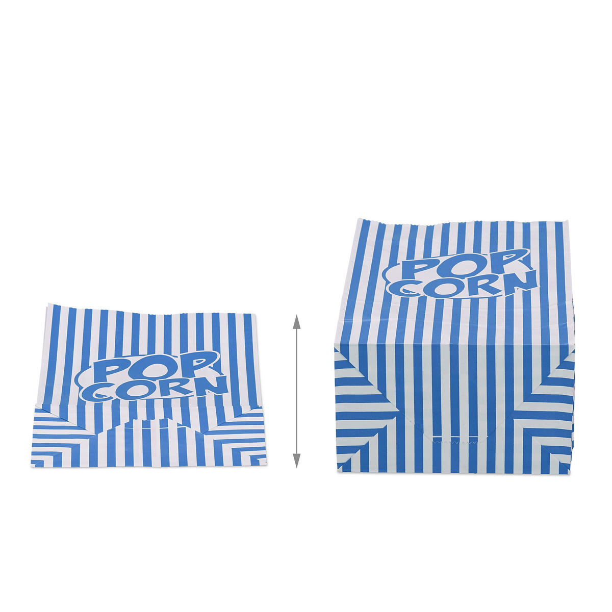 144XPOPCORNTÜTEN - Blau, Papier (13/26/8cm) - Relaxdays