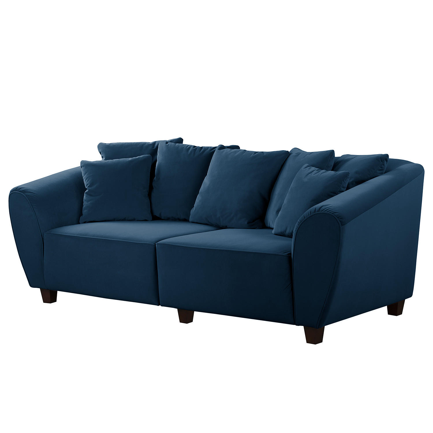 BIGSOFA - Braun/Dunkelblau, Holz/Textil (250/80/125cm) - home24