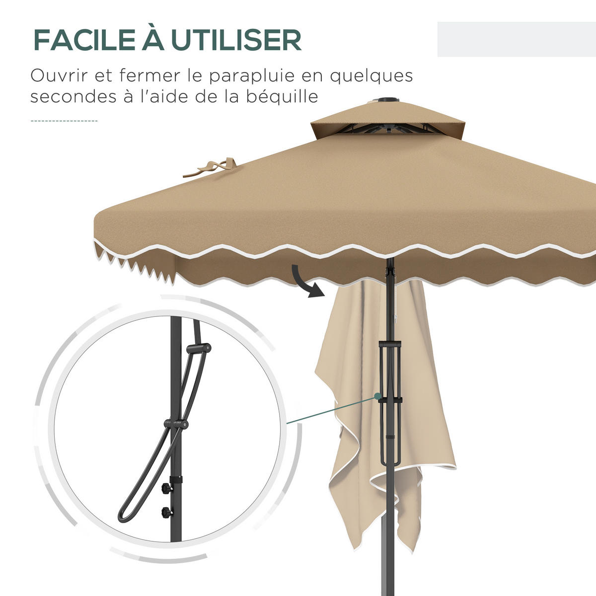 AMPELSCHIRM 243/243/251 cm DE-11481 Kaki - Mokka, Textil (243/243cm) - ComfortXL