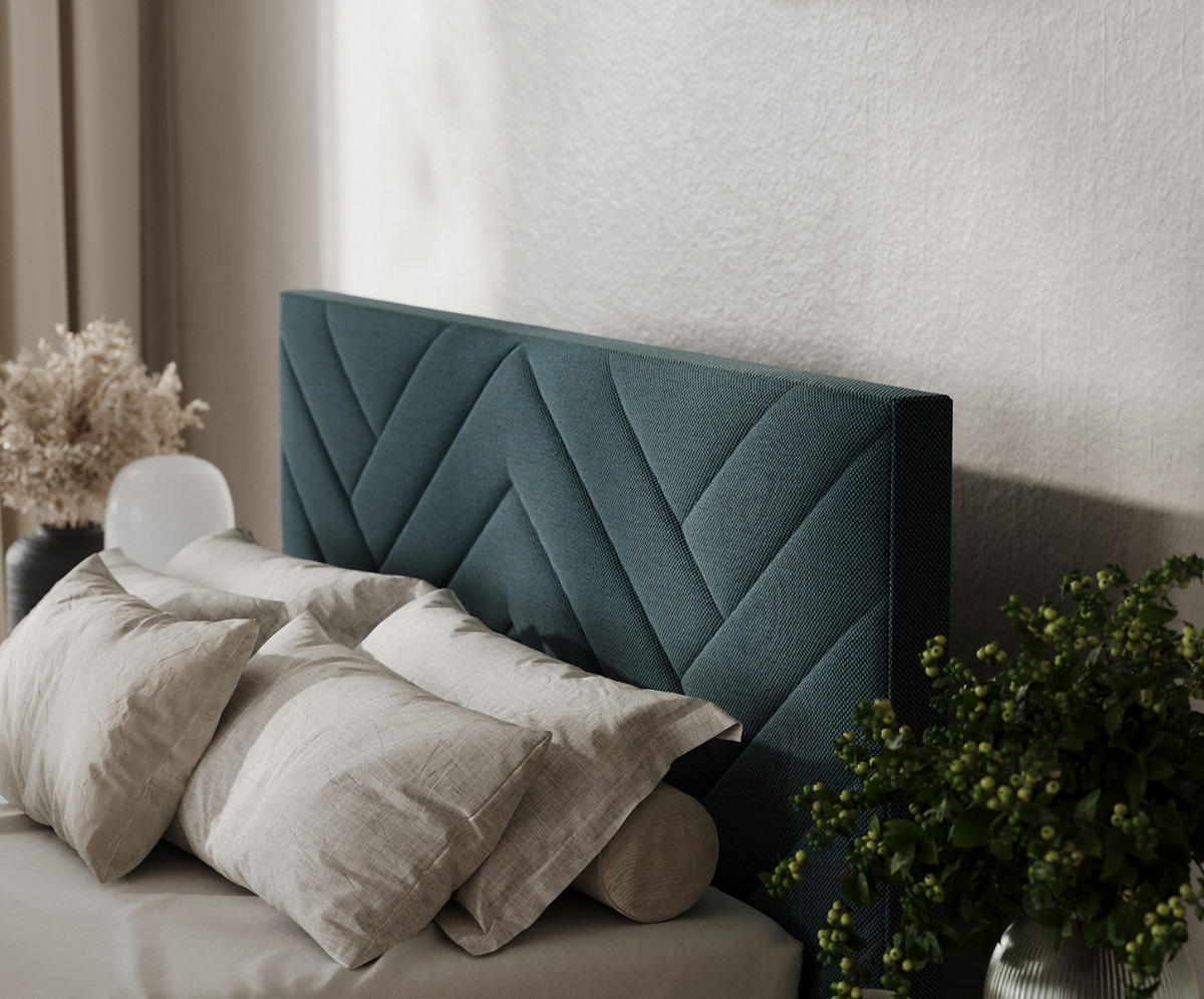 POLSTERBETT Arco 160/200 cm Türkis im Inari Stoff - Türkis/Schwarz, Holz/Holzwerkstoff (160/200cm) - AltaBeds