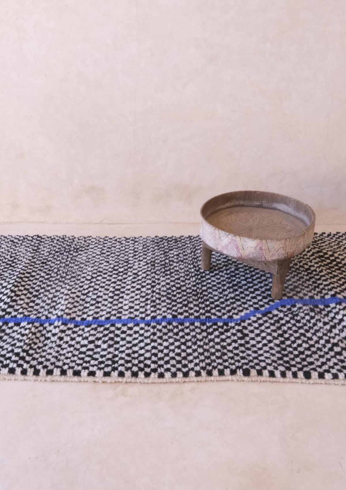 BERBERTEPPICH modern kariert 95x 210 cm - Schwarz, Naturmaterialien (95/210cm) - AFK Living