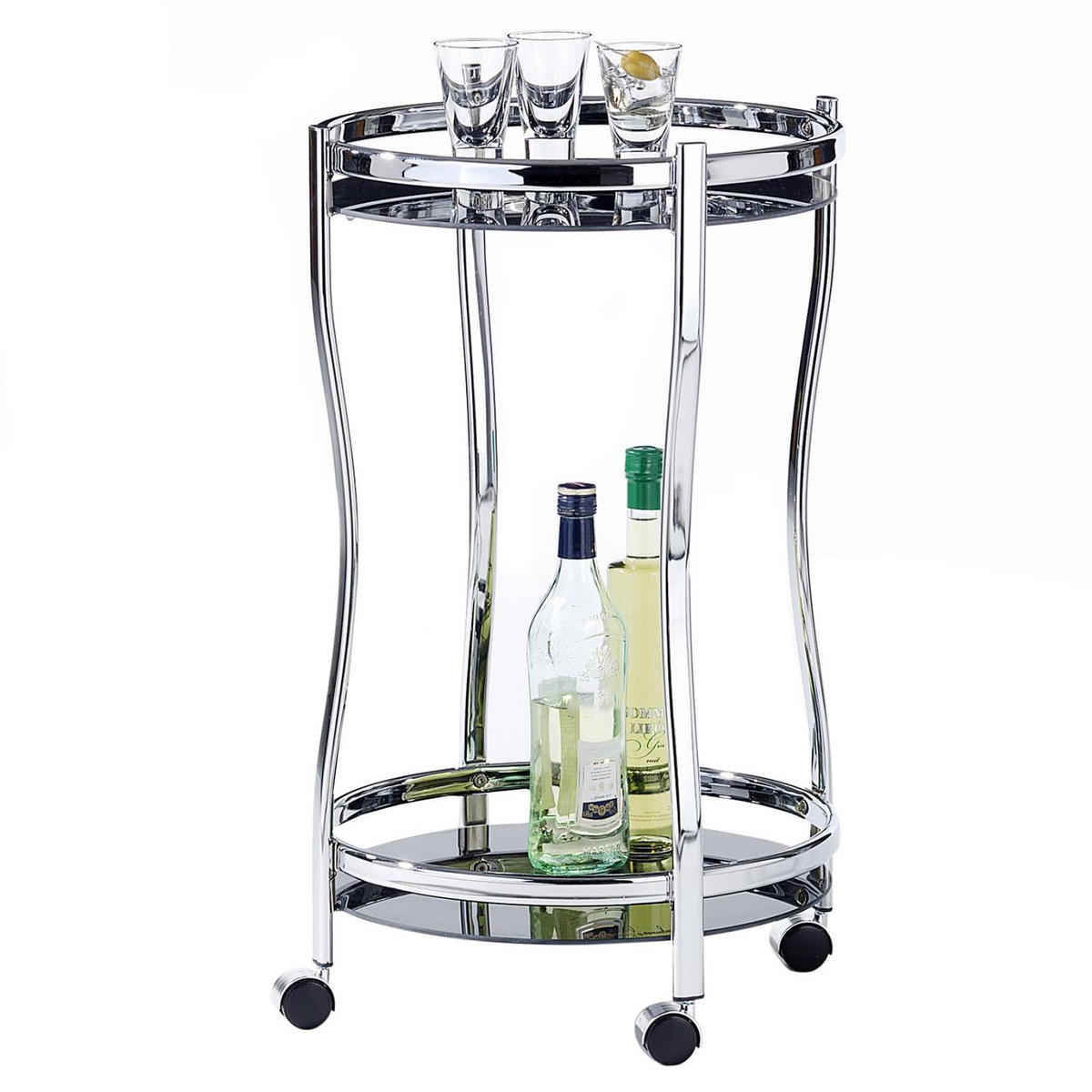 SERVIERWAGEN VEGA - Chromfarben/Schwarz, Glas (45/72/45cm) - IDIMEX