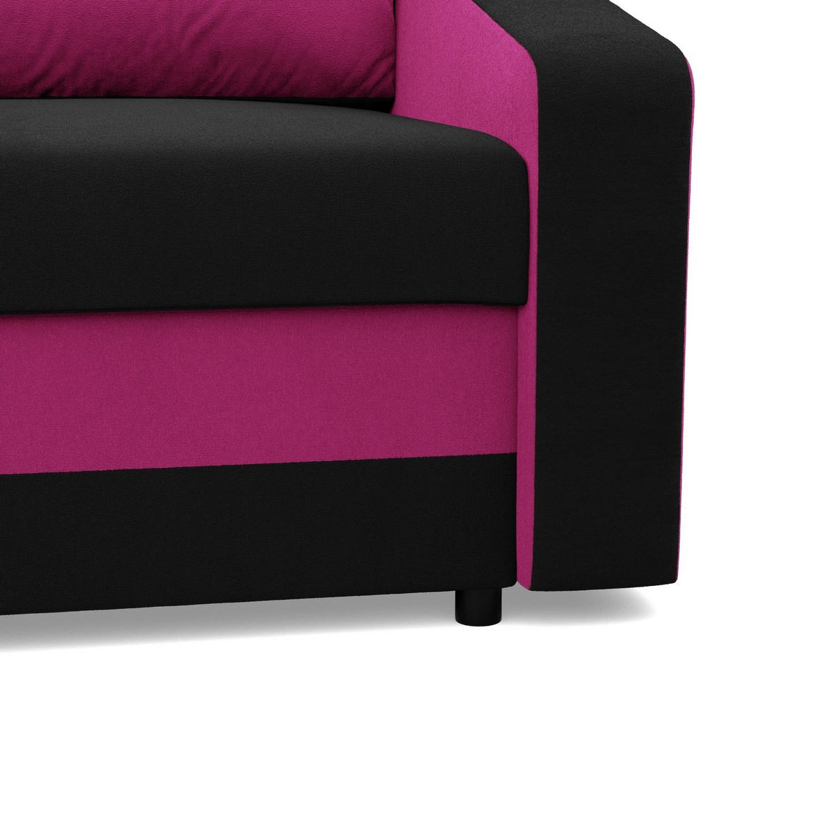 SOFA 3-SITZER MIT SCHLAFFUNKTION ORION, Schwarz + Rosa - Pink/Schwarz, Textil (220/85/92cm)