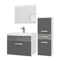 BADMÖBEL Badezimmer SET PRI PM2, Grau Glamour Hochglanz, 90 cm - Grau, Holz (38.7/81/90cm) - B BELINI GROUP