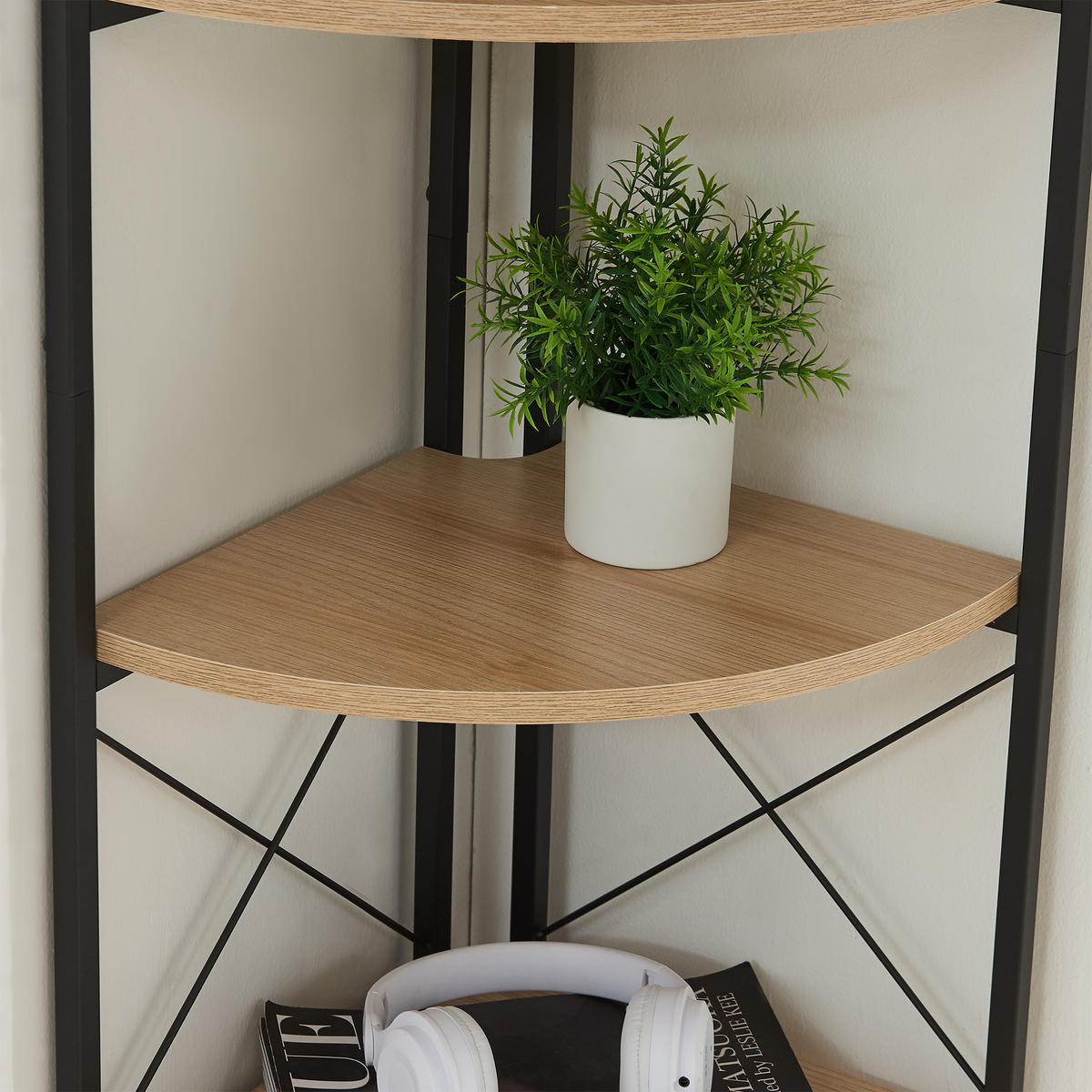 ECKREGAL Ulfborg - Schwarz/Braun, Holzwerkstoff/Metall (30/160/30cm) - [en.casa]