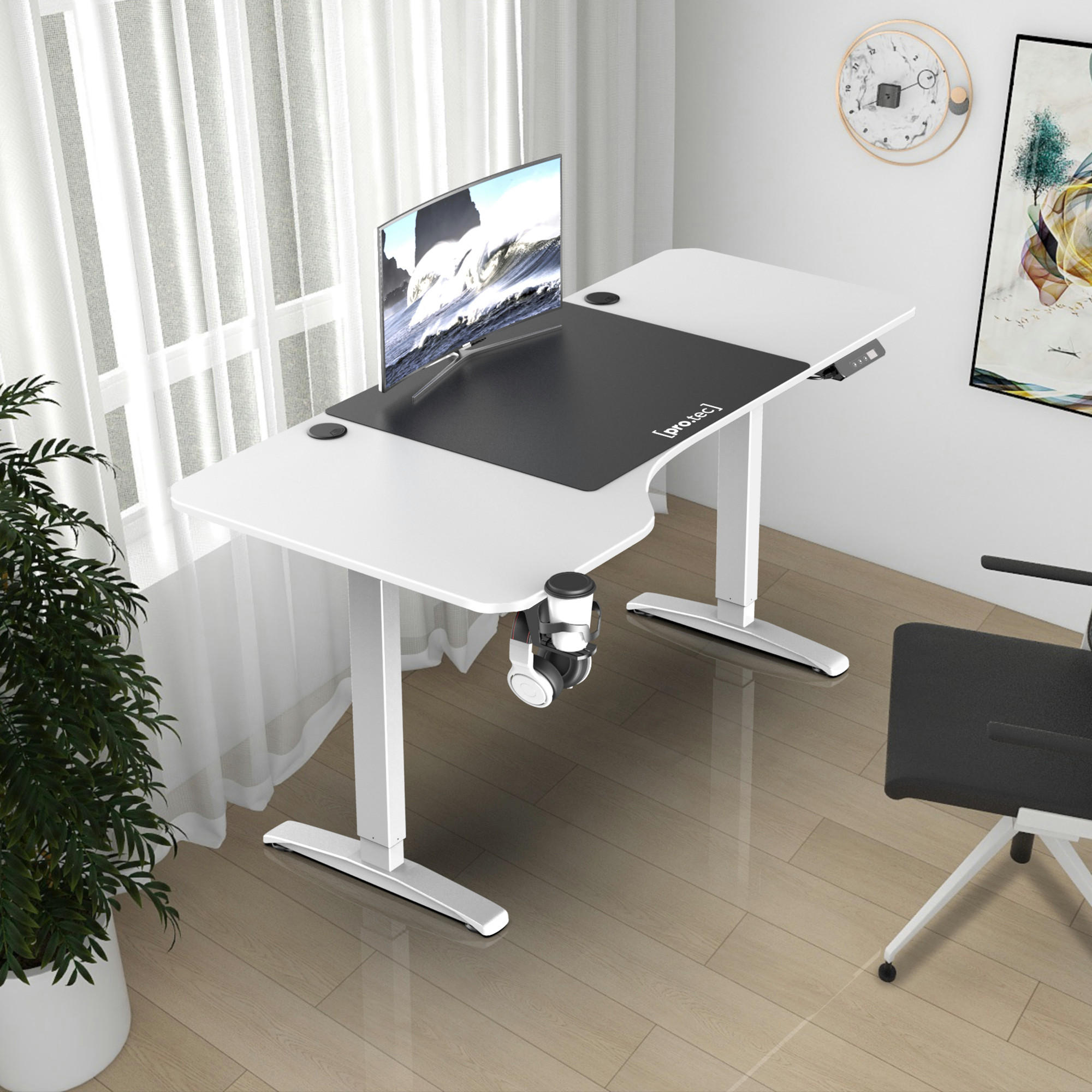 COMPUTERTISCH Oxnard - Weiß, Holzwerkstoff/Metall (75/159/119cm) - pro.tec