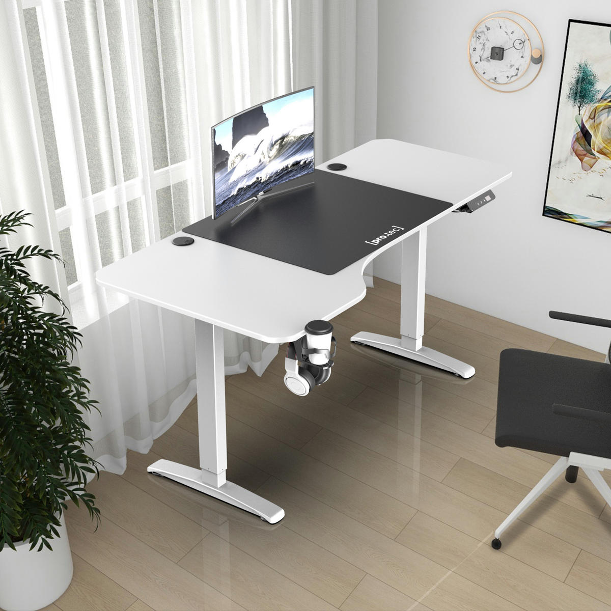 COMPUTERTISCH Oxnard - Weiß, Holzwerkstoff/Metall (75/159/119cm) - pro.tec