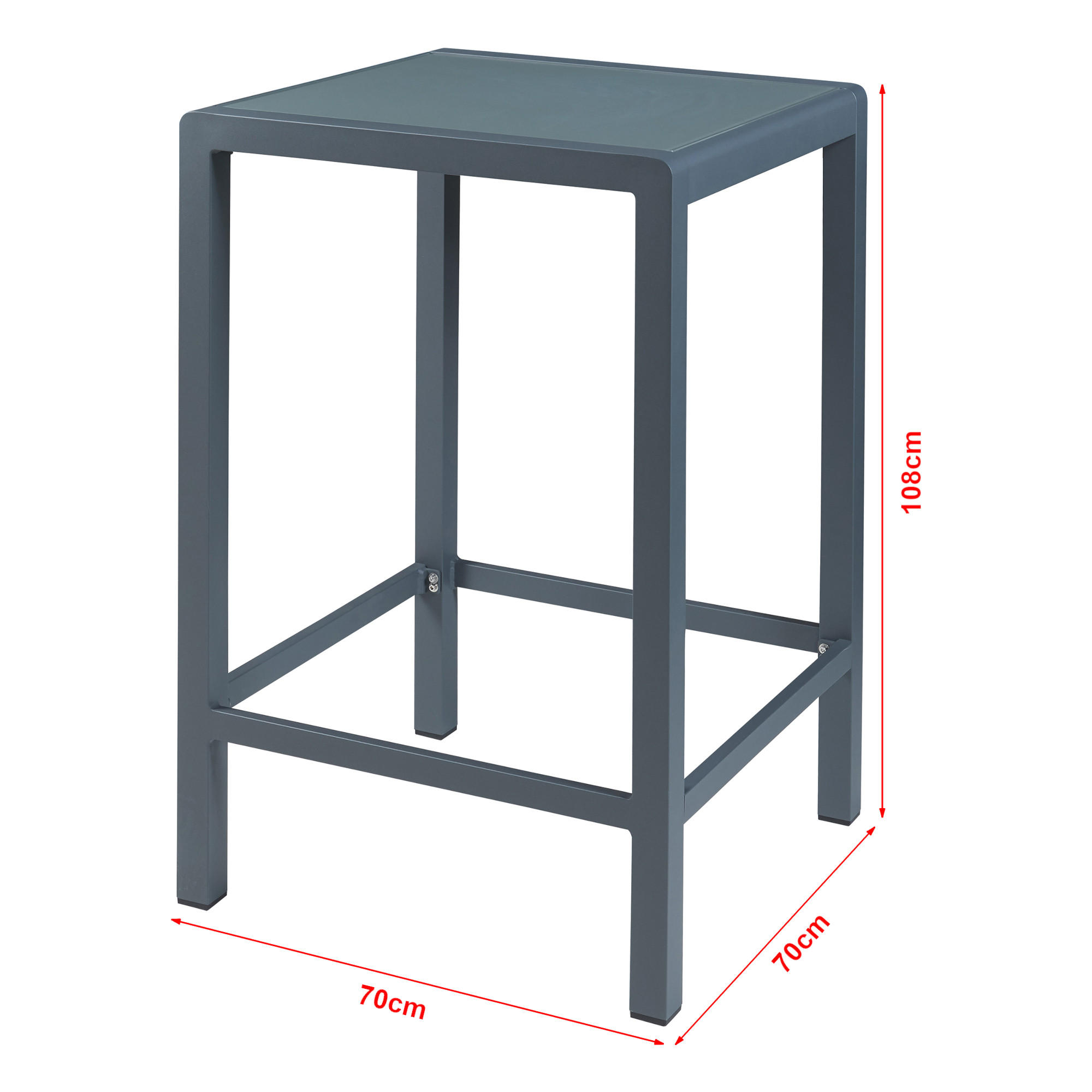 OUTDOOR-BARTISCH Avise - Anthrazit, Glas/Metall (70/70/108cm) - casa.pro