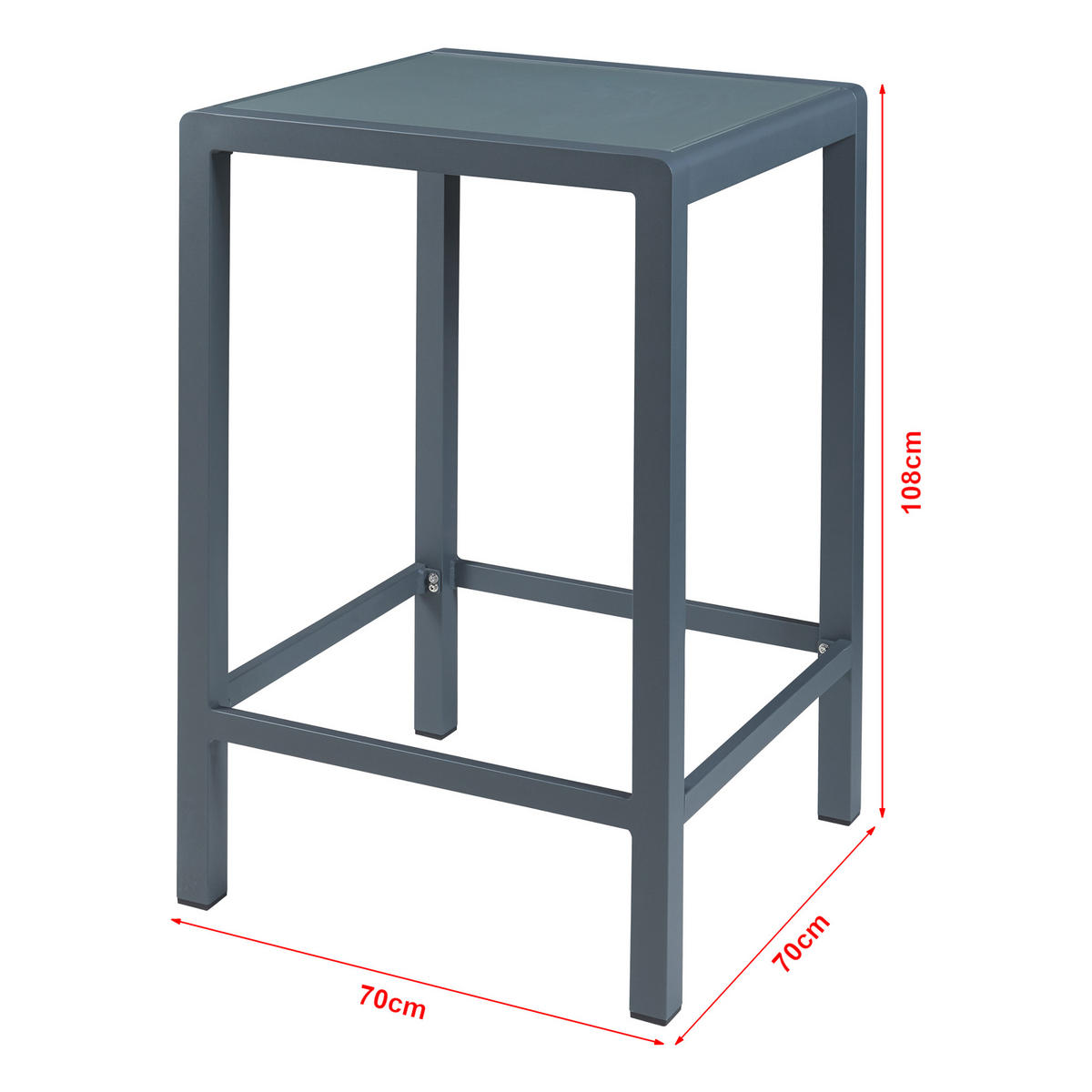 OUTDOOR-BARTISCH Avise - Anthrazit, Glas/Metall (70/70/108cm) - casa.pro
