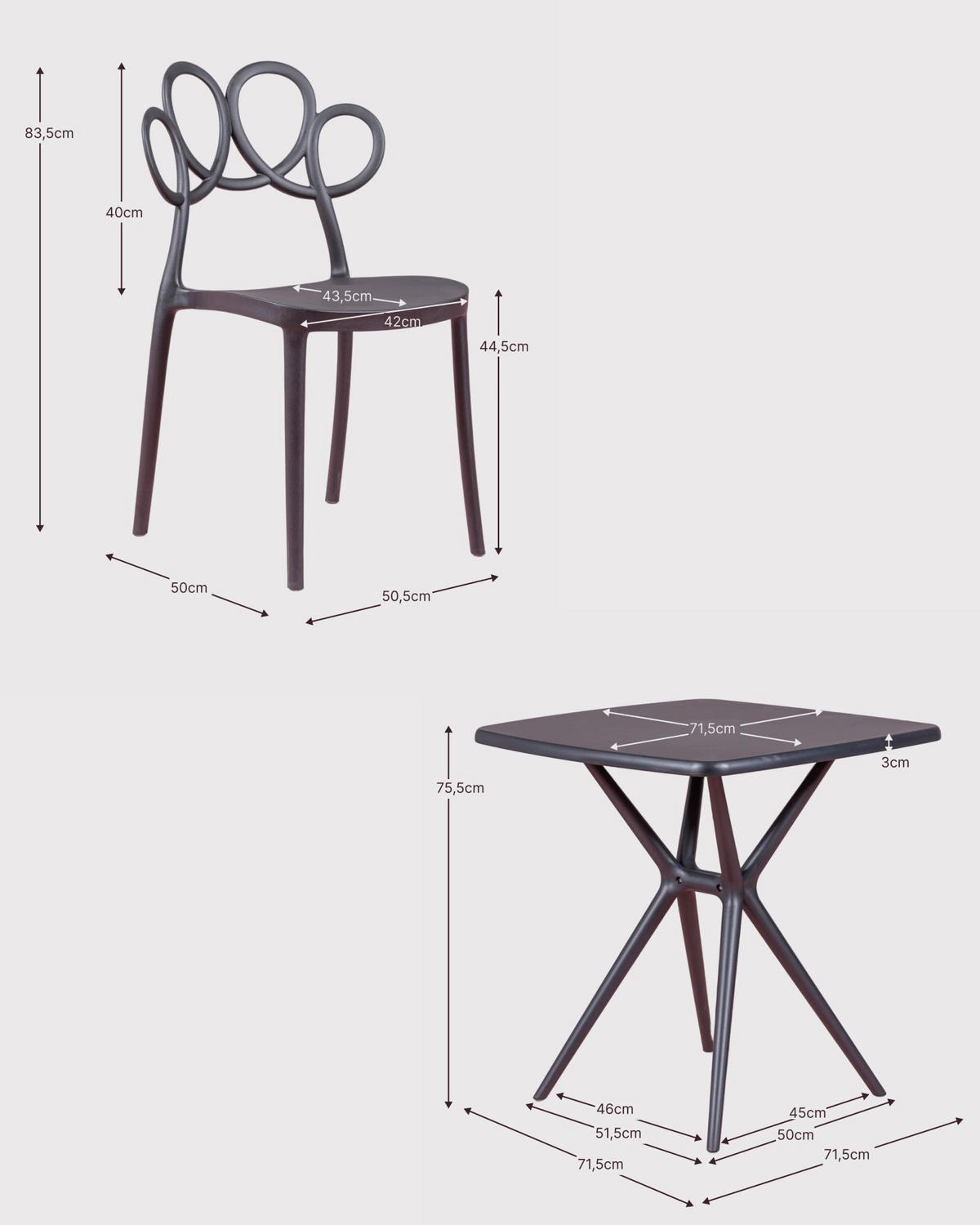 GARTENSET 5tlg.Kunststoff Schwarz - Schwarz, Kunststoff - Nest Dream