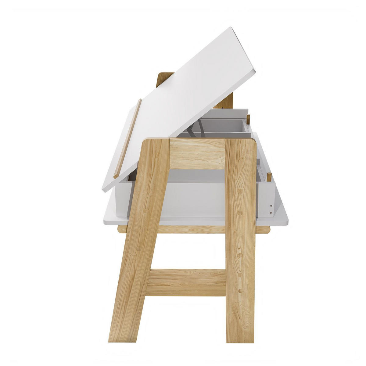 KINDERSCHREIBTISCH Fietje Plus weiß höhen- und neigungsverstellbar - Weiß, Holz (94/76/63cm) - Juskys