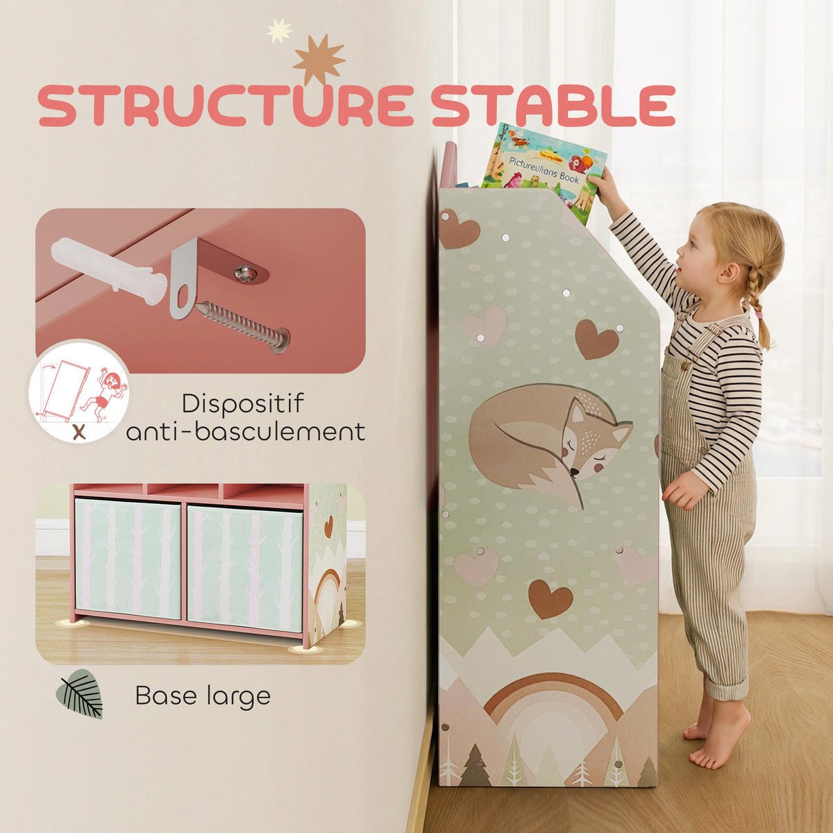 KINDERREGAL Rosa 91,5 cm - Pink, Holzwerkstoff (62.5/91.5/30cm) - PANGIVO