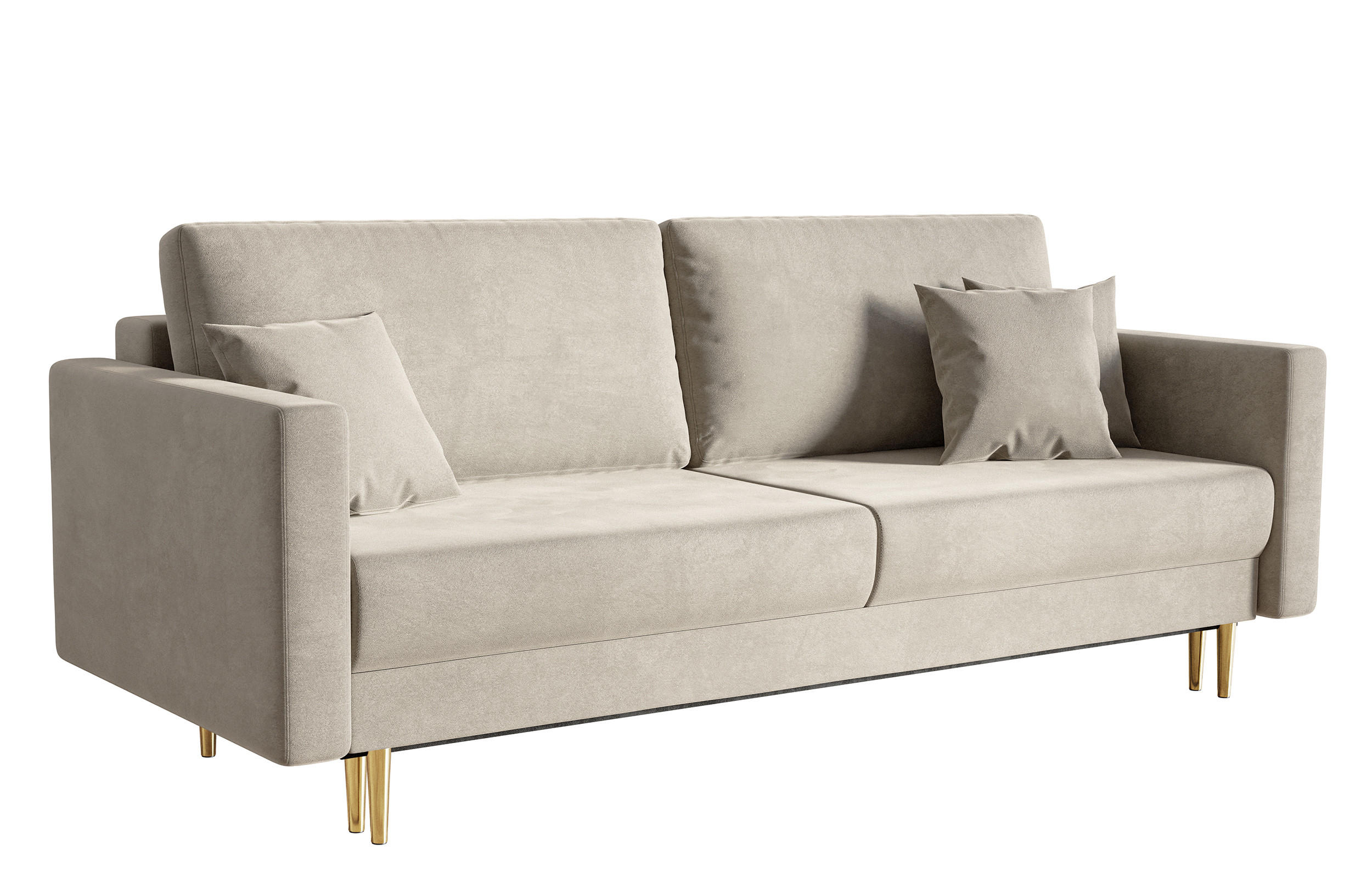 SCHLAFSOFA Valico Beige hydrophober Samt - Beige/Goldfarben, Textil/Metall (230/90/97cm) - Selsey