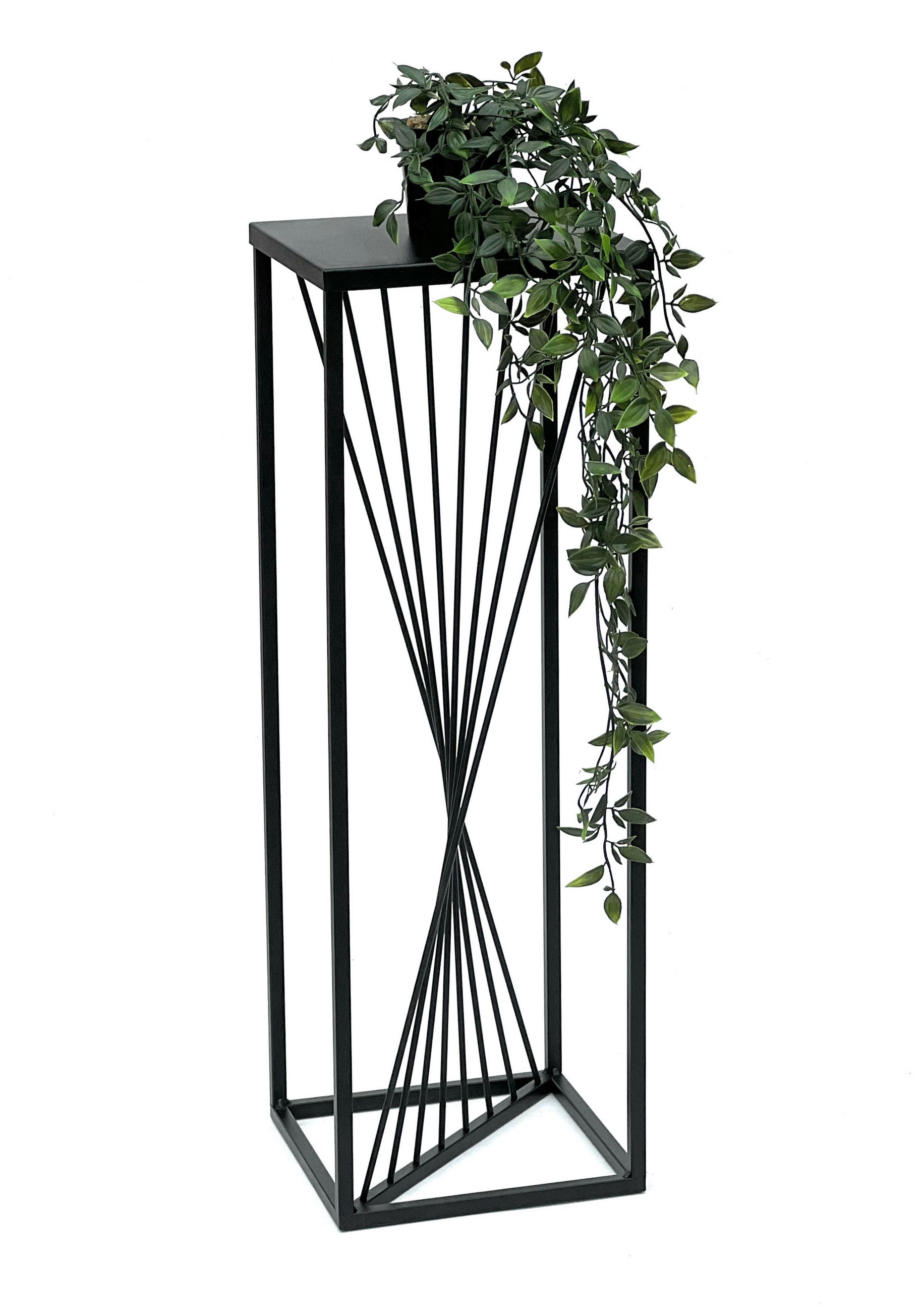 BLUMENHOCKER Eckig Metall Schwarz 70 cm 96457 - Schwarz, Metall (24/70/24cm) - DanDiBo