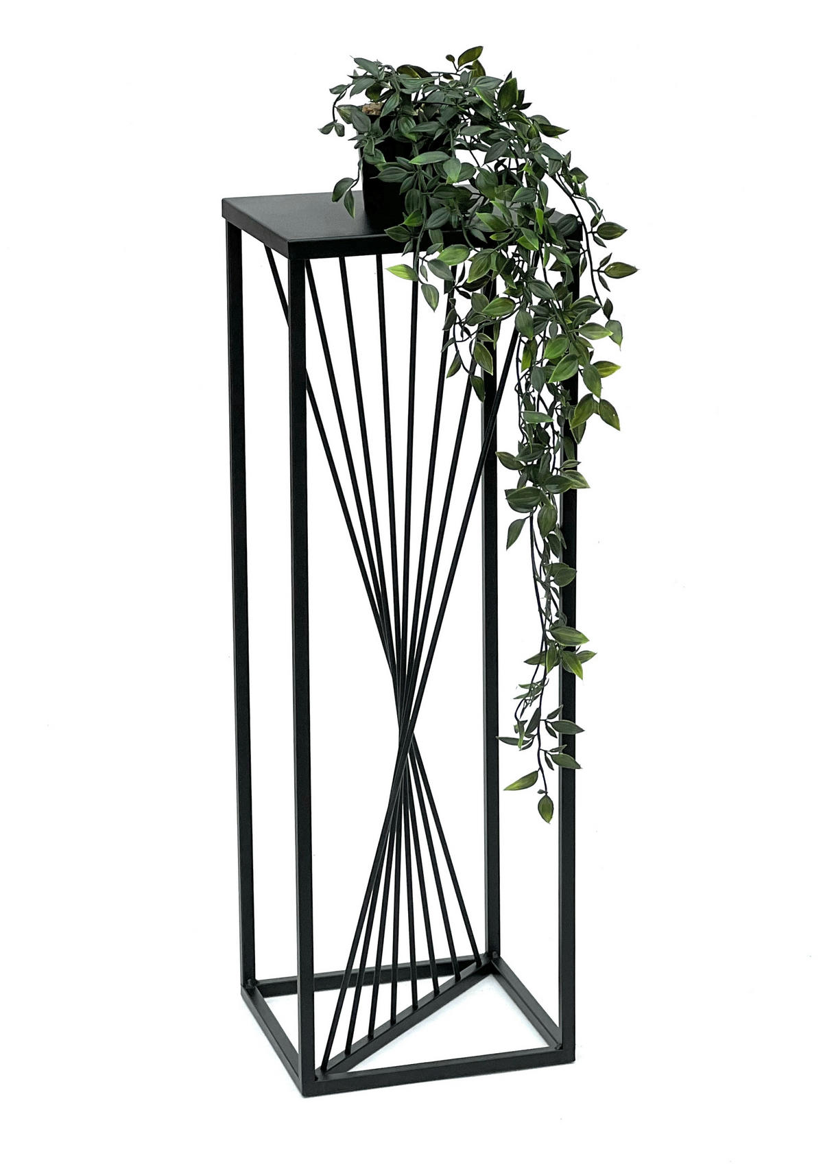 BLUMENHOCKER Eckig Metall Schwarz 70 cm 96457 - Schwarz, Metall (24/70/24cm) - DanDiBo