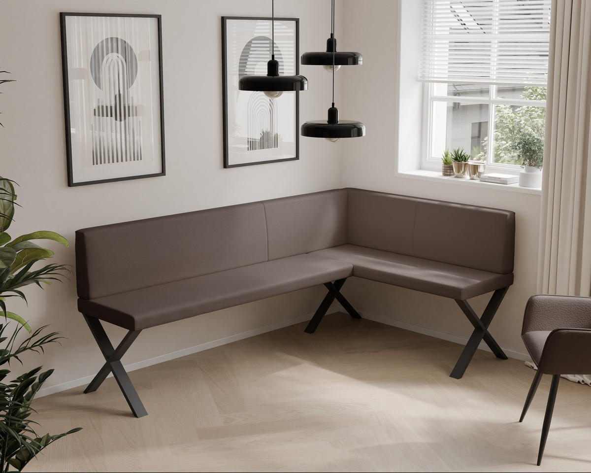 ECKBANK rechts VERO X Kunstleder glatt, 128/168 cm Braun - Braun, Kunststoff/Textil (128/168cm) - Idohome