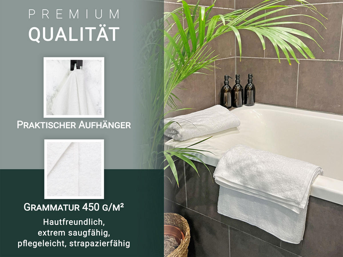 DUSCHTÜCHER, 5er-Set, 70x140 cm, 100% Baumwolle, Weiß - Weiß, Textil (70/140cm) - Zollner