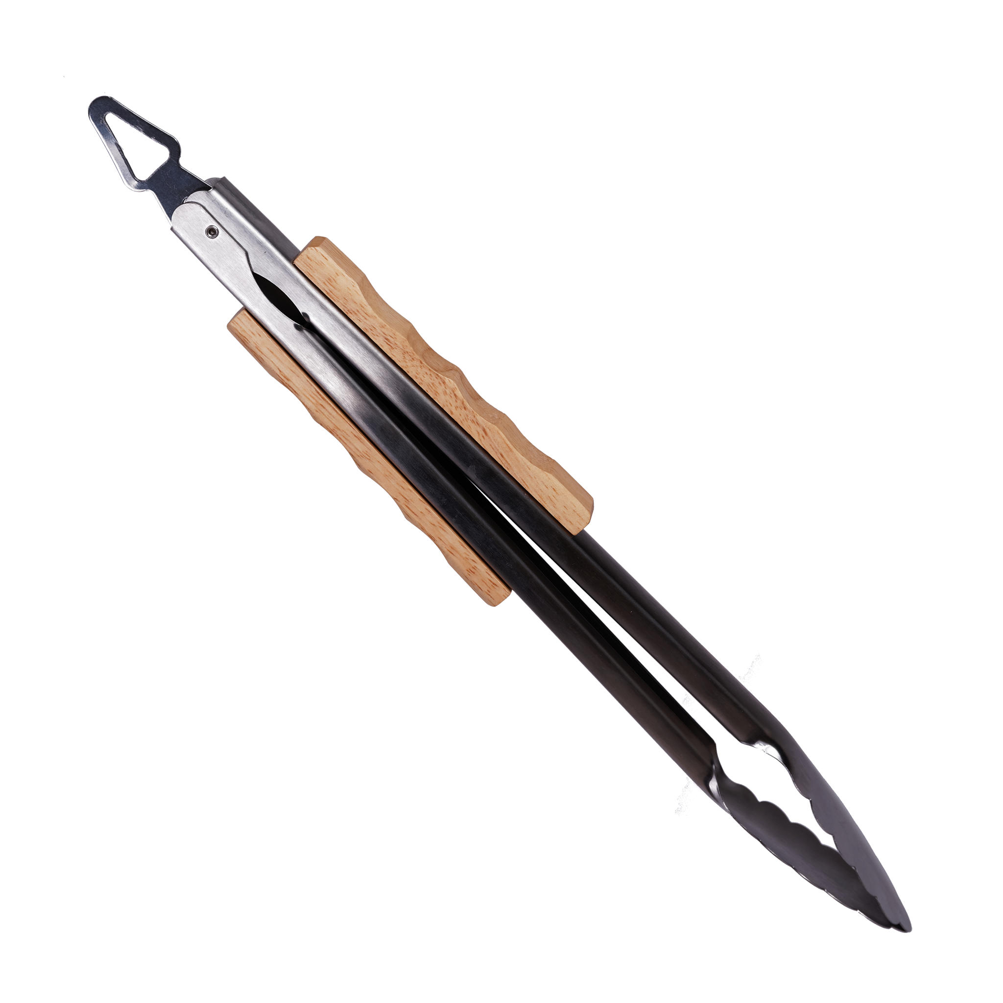 GRILLZANGE mit Holzgriff - Edelstahlfarben, Holzwerkstoff (40cm) - Grillgott