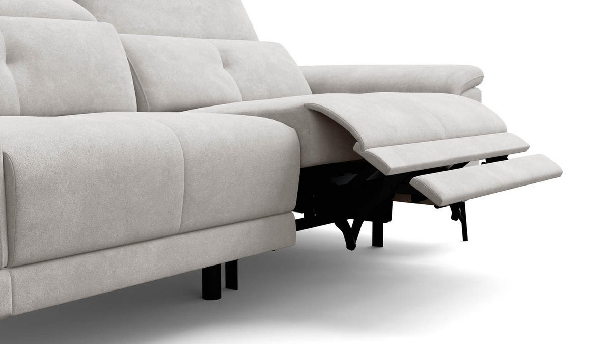SOFA RELAX AVENA 3-Sitzer, beiger Veloursstoff - Beige/Schwarz, Holz/Textil (204/80/108cm) - Wozimo