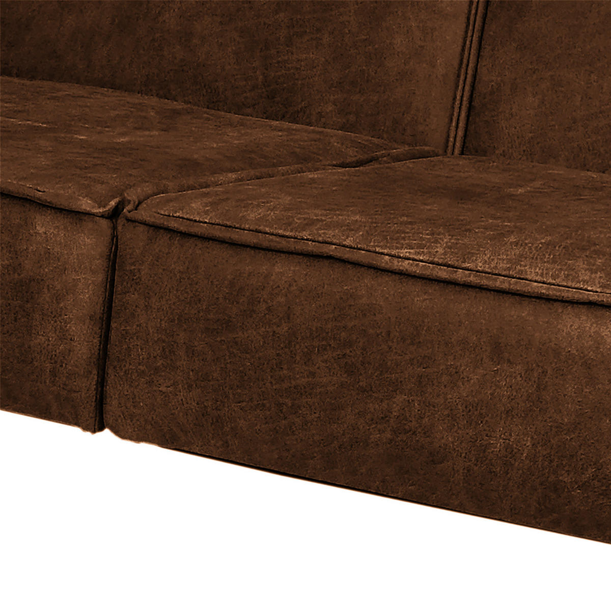 2-SITZER SOFA - Antiklederlook - Braun, Textil/Metall (125/74/82cm) - home24