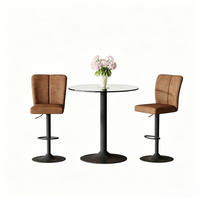 TISCHGRUPPE 3-tlg Glastisch 89 cm & 2 drehbaren Barhockern Braun - Braun, Glas/Metall (93.5/5.5/93.5cm) - Raelunyi