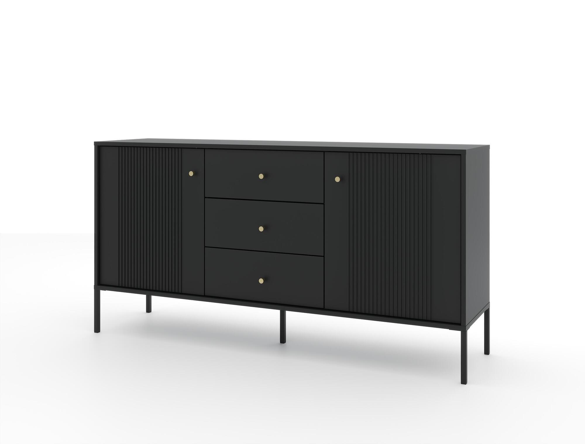 SIDEBOARD ISEO Schwarz 154x39x79 cm - Schwarz, Holzwerkstoff (154/79/39cm) - FURNLUX