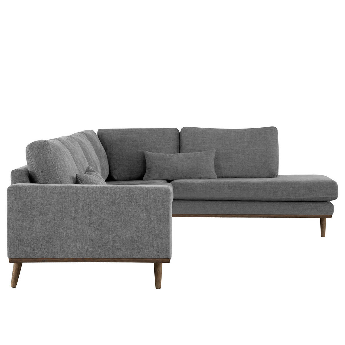 ECKSOFA mit Ottomane - Eichefarben/Dunkelgrau, Eichenholz/Textil (287/219cm) - home24