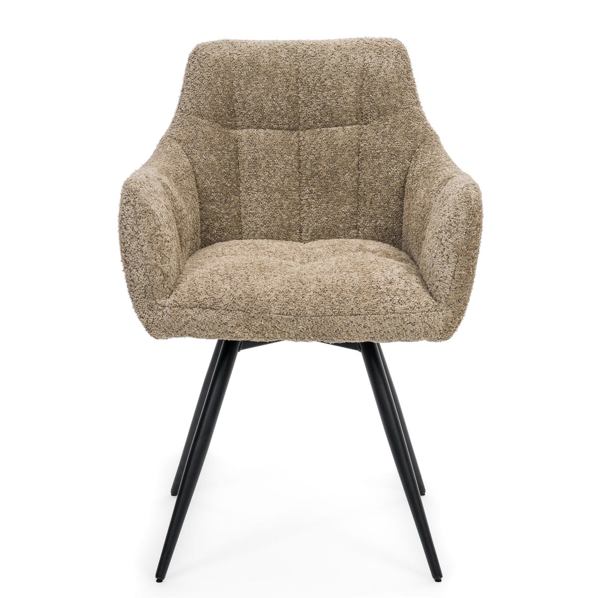 STUHL FANO drehbar gepolsterter mit Steppung - beige - Boucle - Sandfarben/Beige, Textil/Metall (58/83/59cm) - NEW HOME