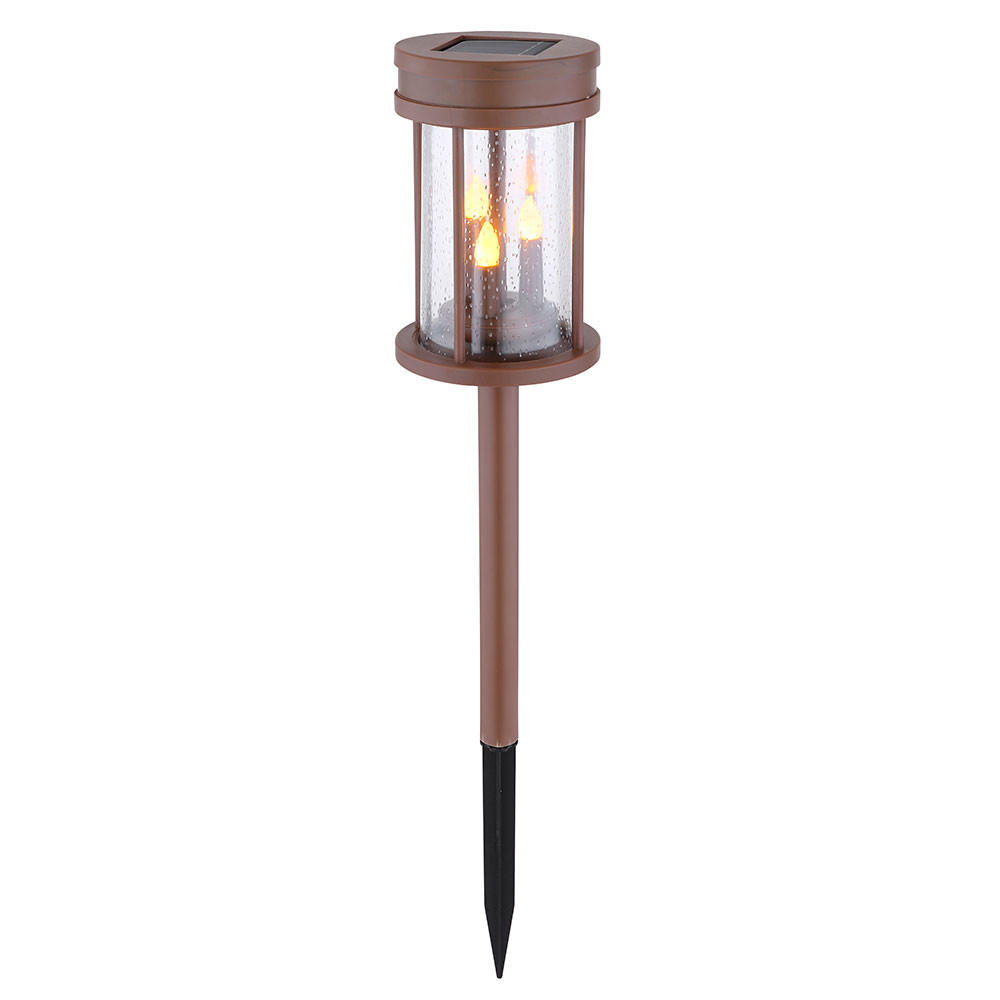 LED SOLARLEUCHTE Feuer-Effekt Rostfarben - Braun, Kunststoff (12/12/60cm) - Globo Lighting