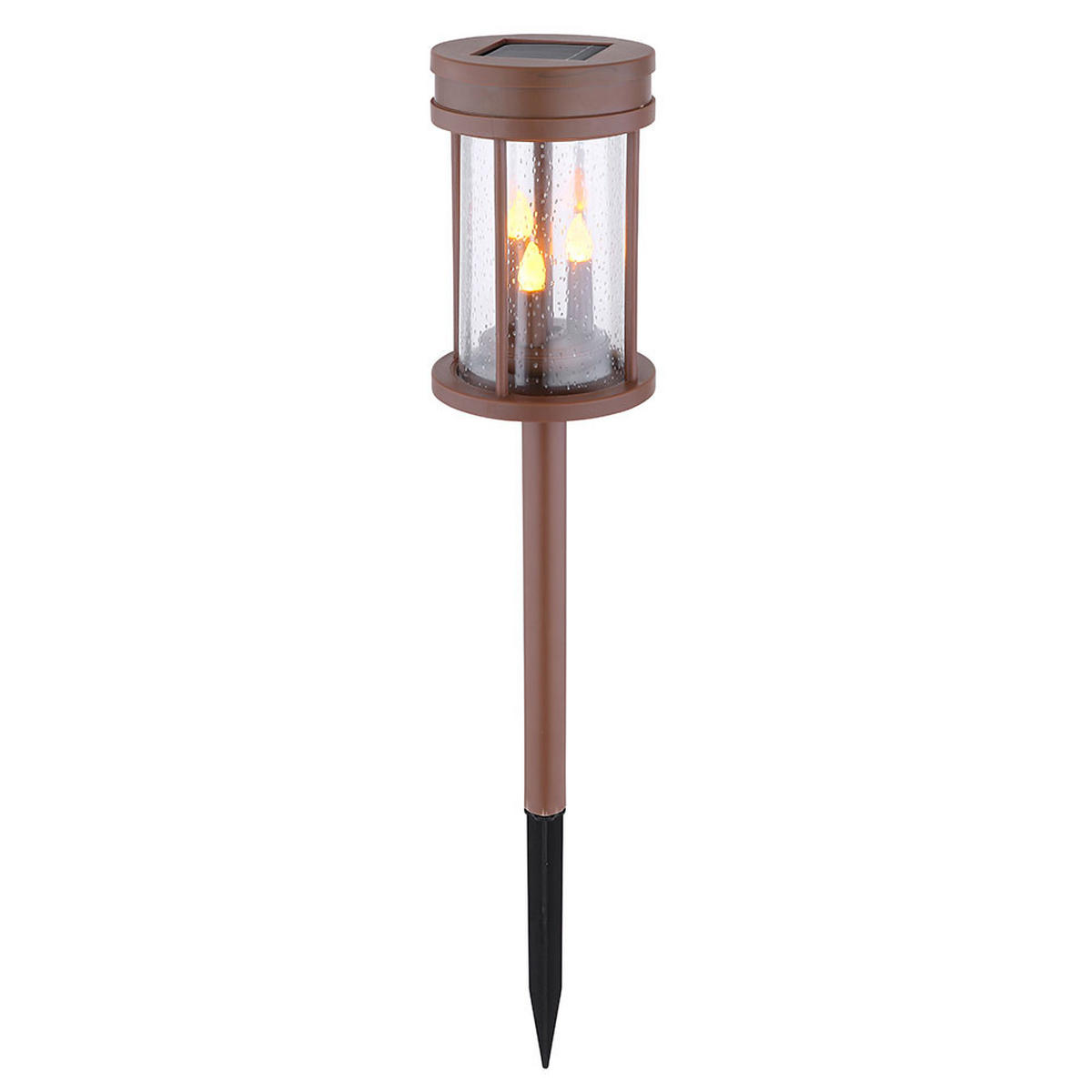 LED SOLARLEUCHTE Feuer-Effekt Rostfarben - Braun, Kunststoff (12/12/60cm) - Globo Lighting
