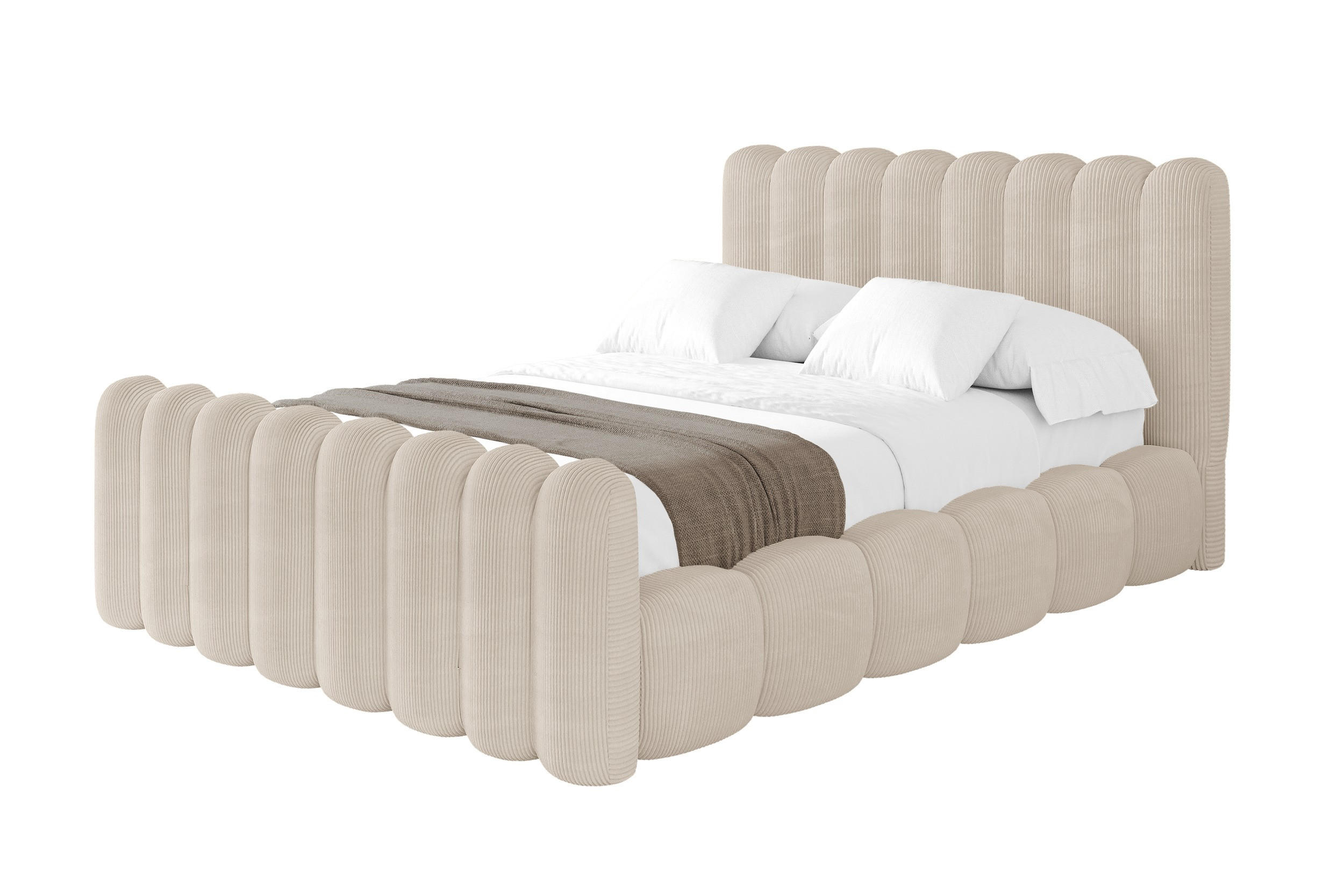 POLSTERBETT mit Bettkasten, Fußteil und Lattenrost, Boxbett ohne Matratze - SENA-Z 140x200 Beige - Greige, Holzwerkstoff/Textil (140/200cm) - ALTDECOR