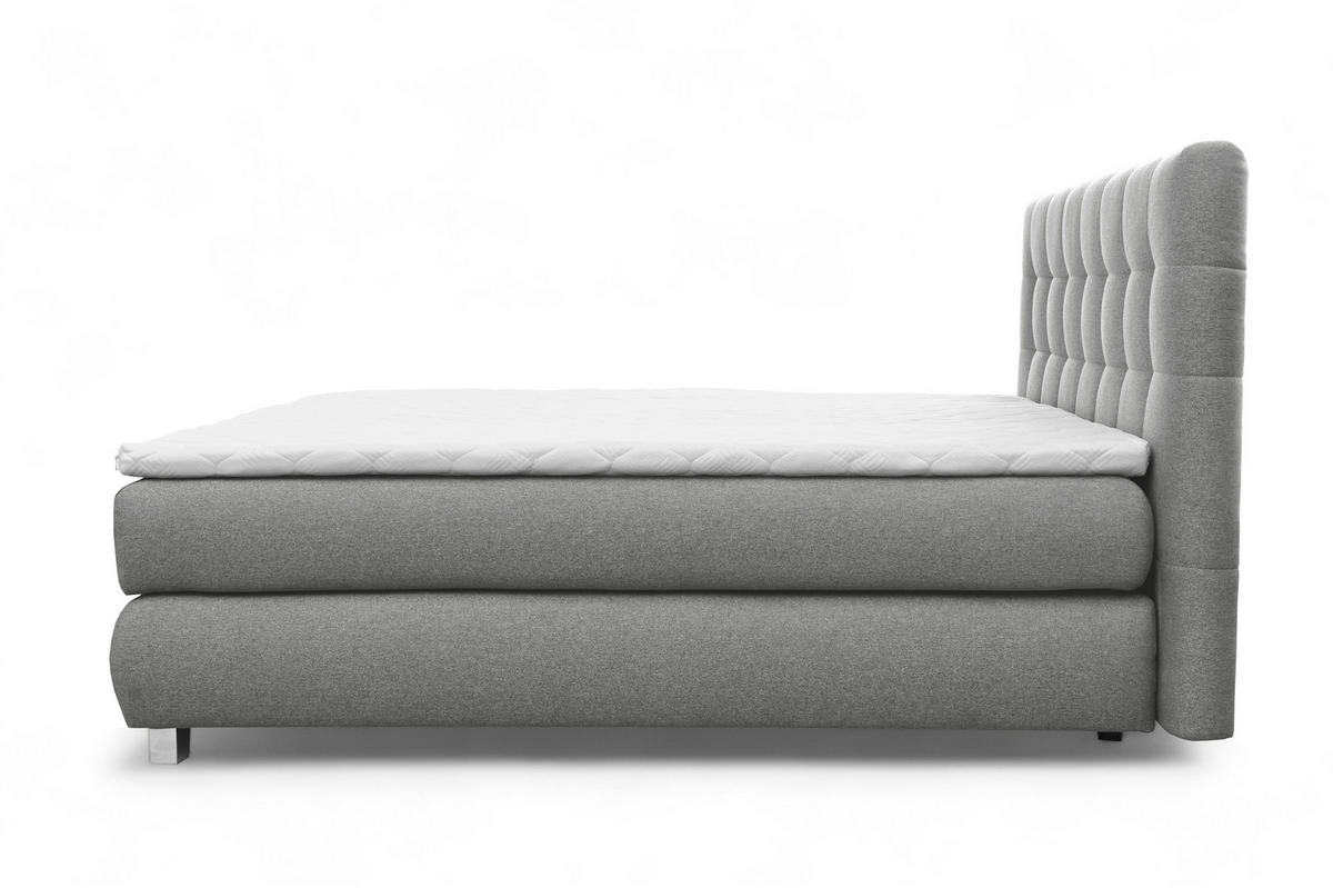 BOXSPRINGBETT Ben mit Pocketmatratze und Bonellmatratze inkl. Topper - Grau, Textil (220/200cm) - AN-Moebel 4u