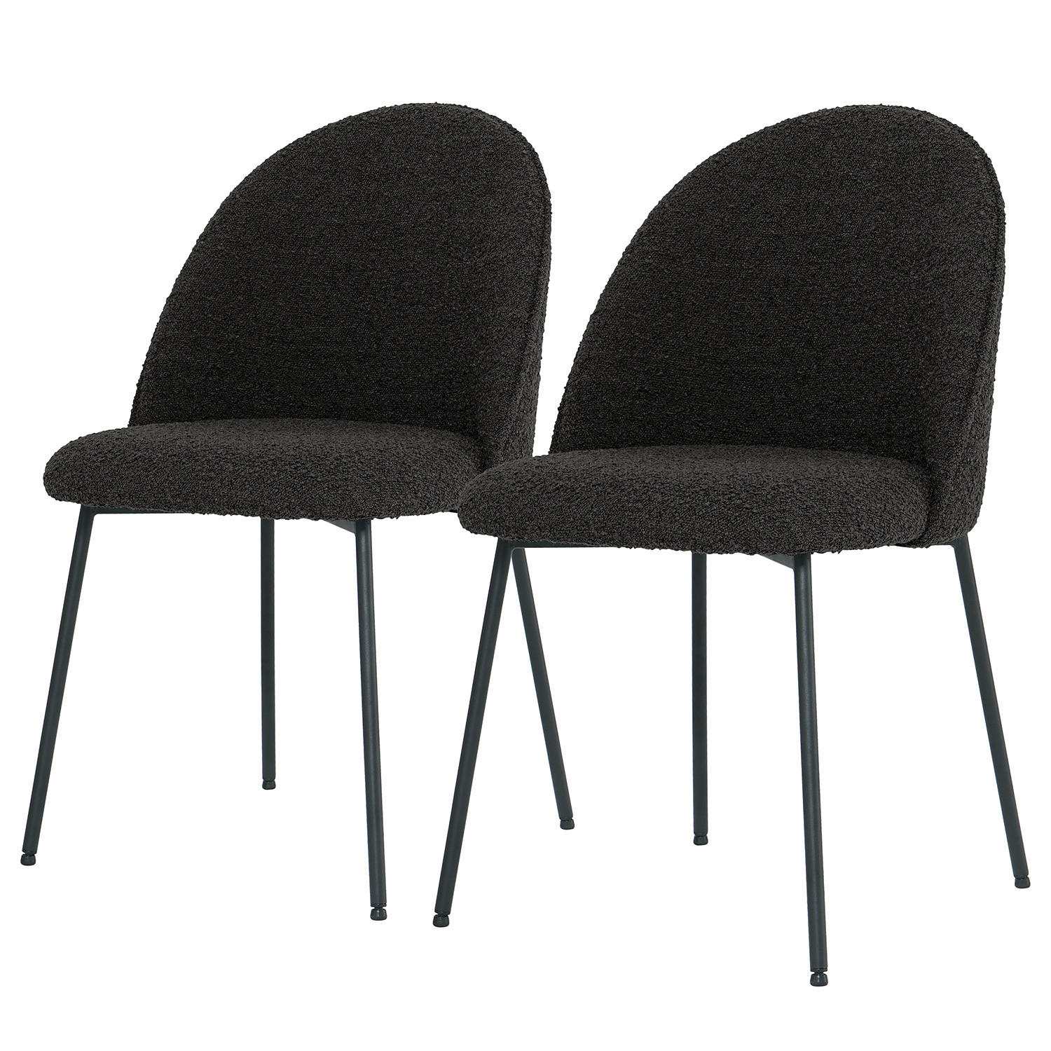 POLSTERSTUHL 2ER-SET - Metall / Textil - Schwarz, Textil/Metall (49/84/54cm) - home24