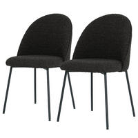 POLSTERSTUHL 2ER-SET - Metall / Textil - Schwarz, Textil/Metall (49/84/54cm) - home24