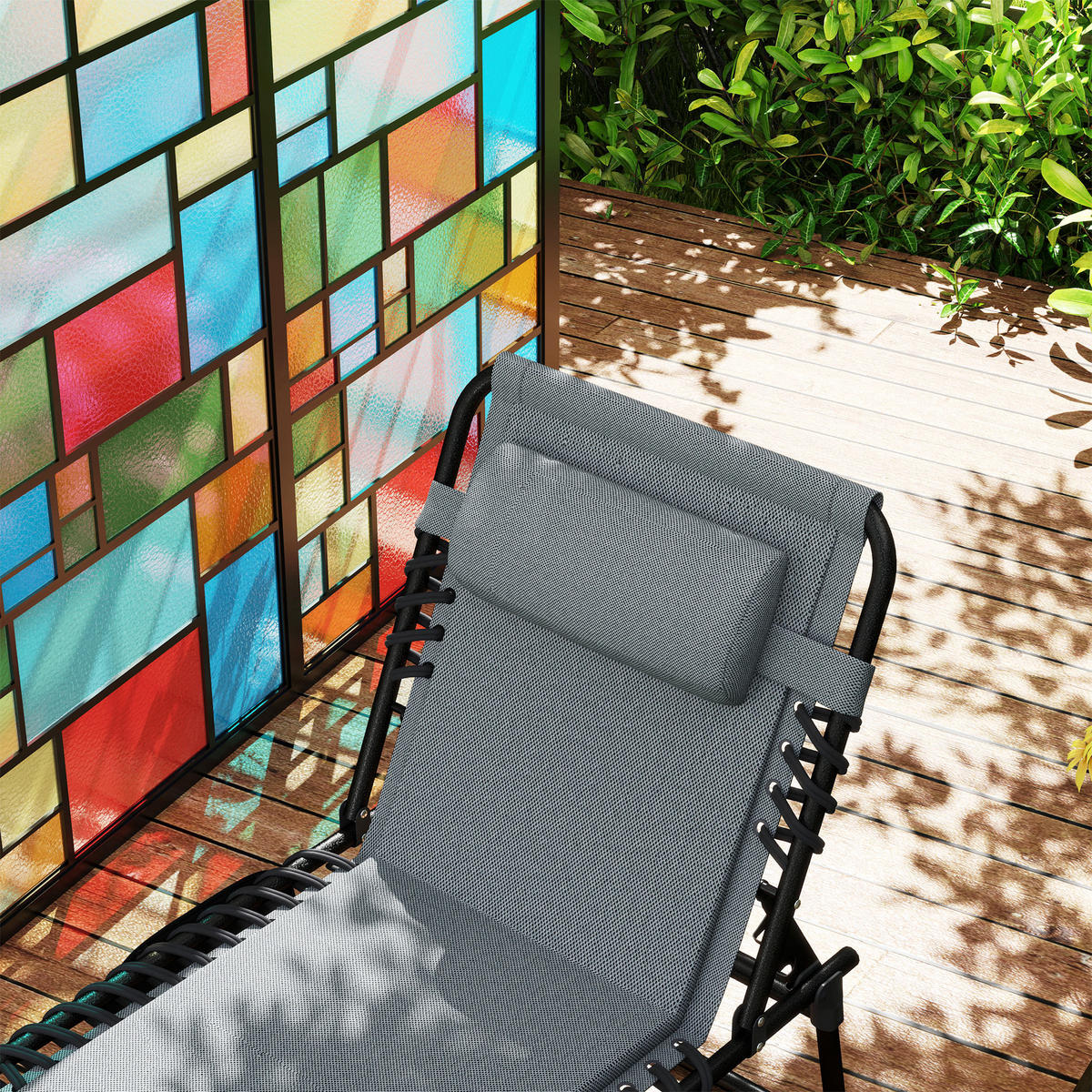 SONNENLIEGE Klappbar Gartenliege Dunkelgrau mit Kopfkissen - Grau, Metall (68/36/189cm) - ComfortXL