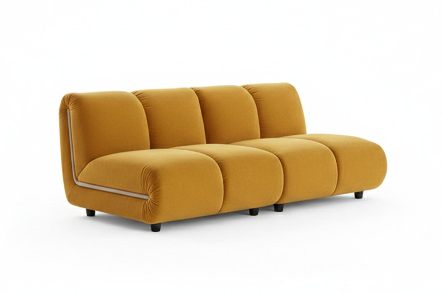 MODULSOFA LAYLA Gelb Velvet - Gelb/Schwarz, Buchenholz/Textil (183/74/99cm) - KAWOLA