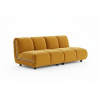 MODULSOFA LAYLA Gelb Velvet - Gelb/Schwarz, Buchenholz/Textil (183/74/99cm) - KAWOLA