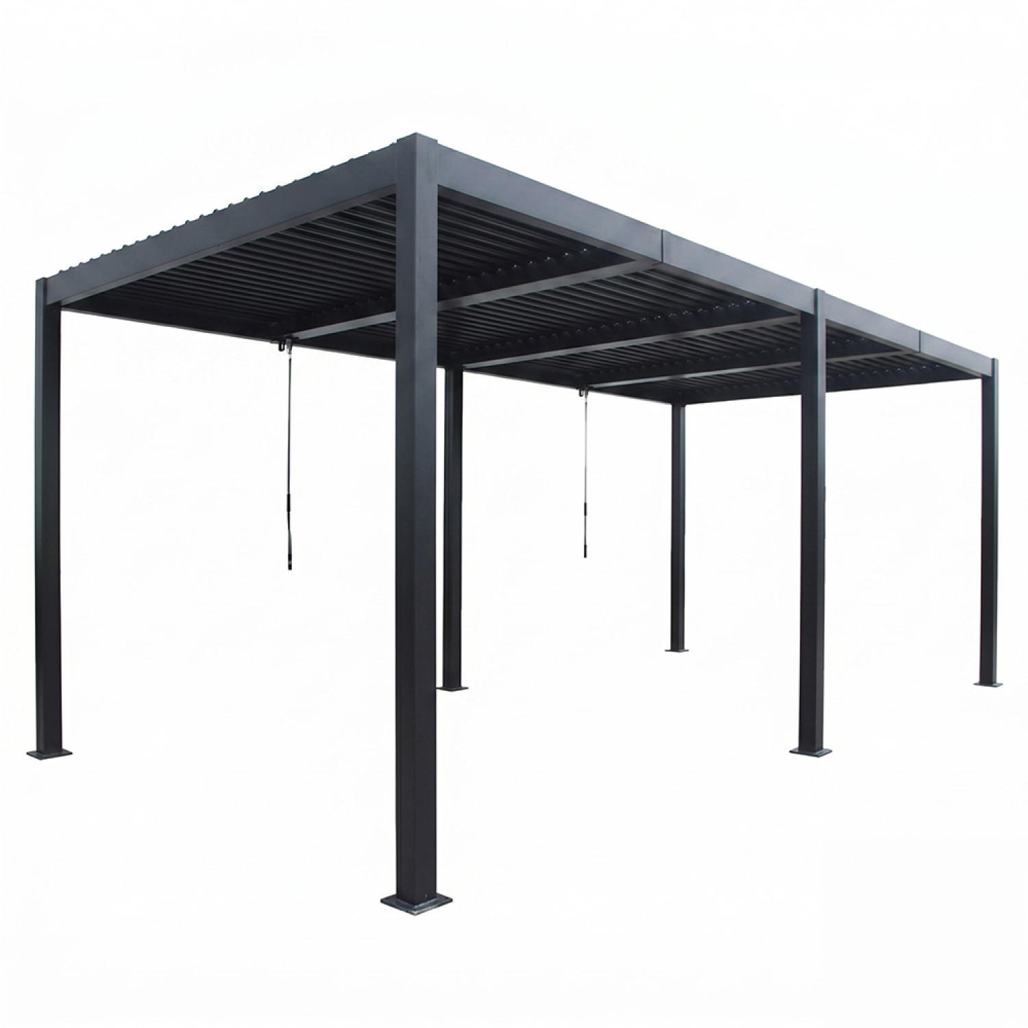 PERGOLA Paros Schwarz Bioklimatisch 3 x 6 m Doppel - Schwarz, Metall (290/230/571cm) - Concept Usine