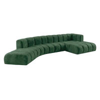 ECKSOFA Modulares In L-Form, Velvet-Stoff Riviera, Grün, Rechts, GRAND Round - Grün, Holz (445/179cm) - Kaiser Möbel
