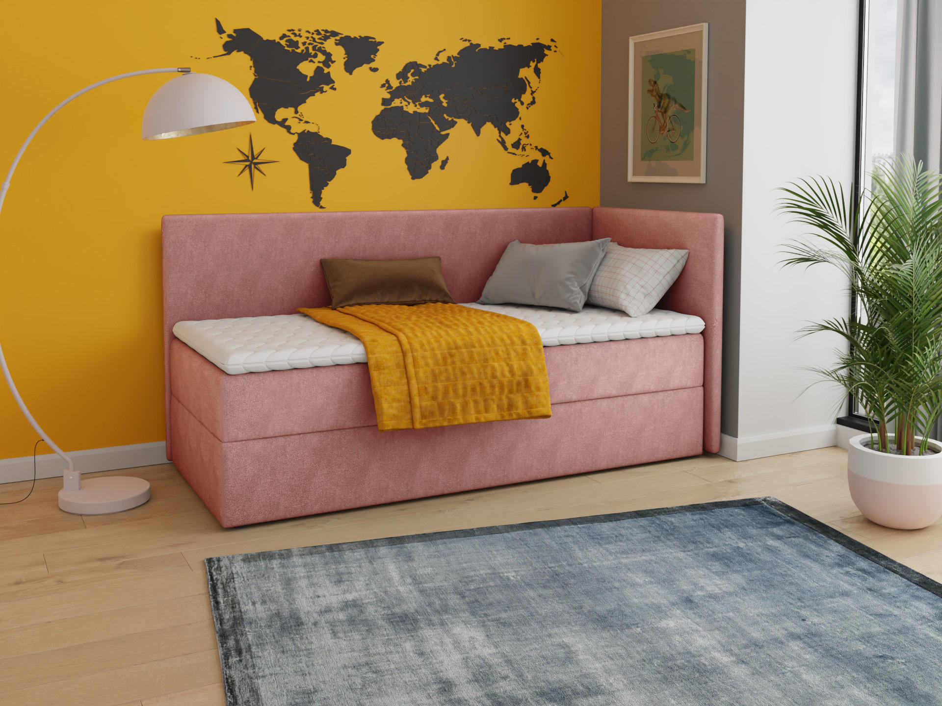 BOXBETT Flame - 100x200 - pink (Kronos 29, Velvet - Kronos) - Pink/Schwarz, Holz/Holzwerkstoff (100/200cm) - Sofnet