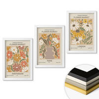 WANDBILDER 3er-Set - 20x30 cm Weißer Rahmen - Blumenmuster Amsterdam Paris London - Weiß, Kunststoff (20/30cm) - ArtPrintCave
